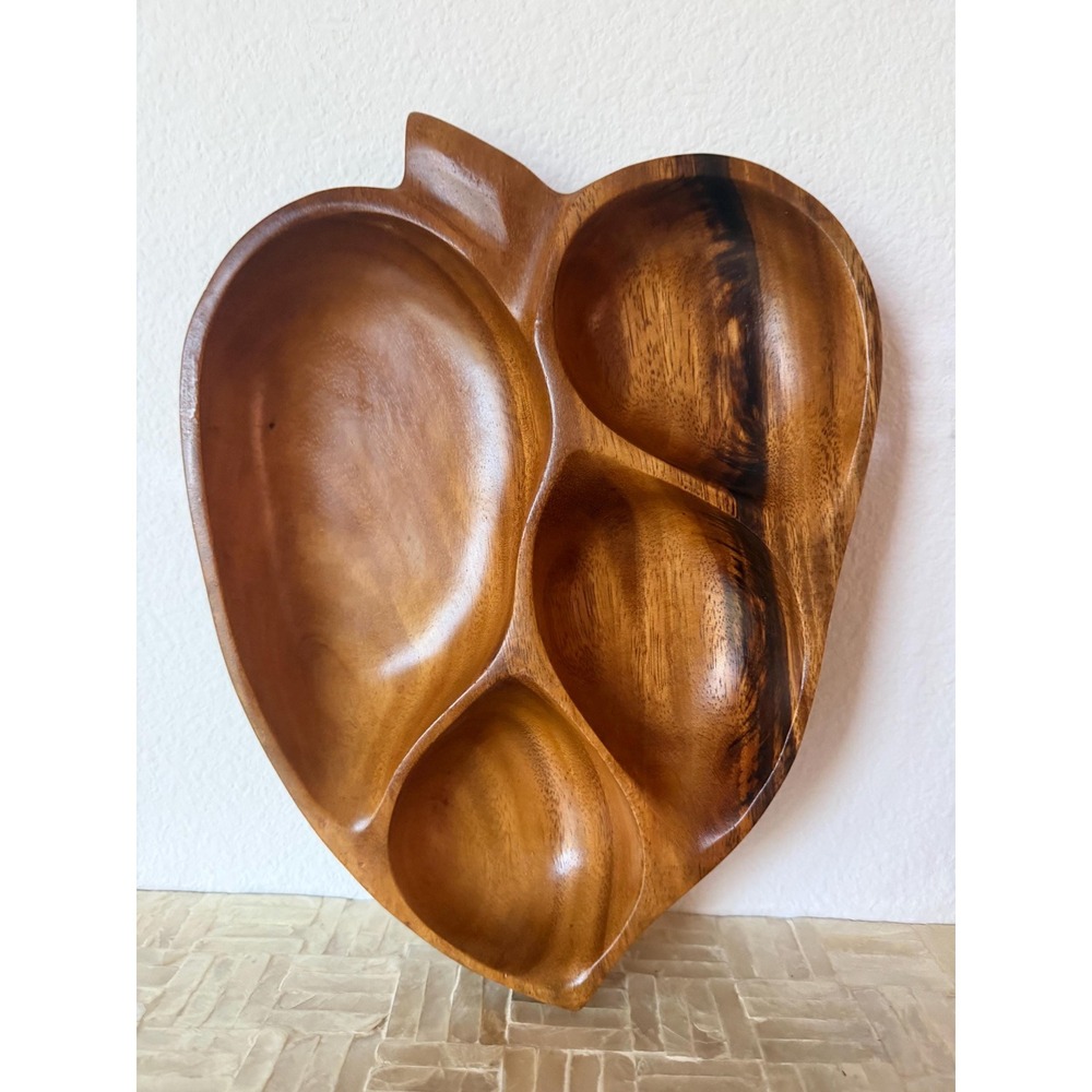 Vintage Midcentury Hawaiian Monkeypod Divided Tray Platter